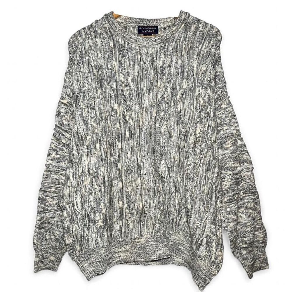 Vintage 90s Roundtree & Yorke Coogi Style Cable Knit Sweater Size L